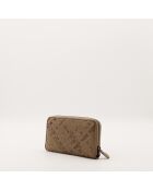 Portefeuille en cuir Intrecciato taupe - 19 x 11 x 3 cm