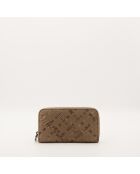 Portefeuille en cuir Intrecciato taupe - 19 x 11 x 3 cm