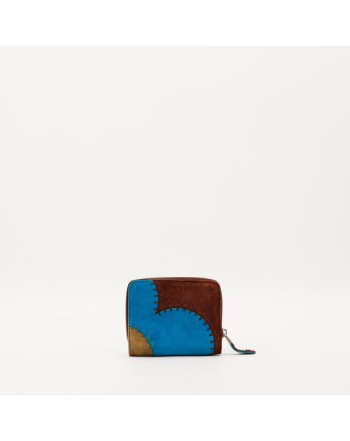 Portefeuille en cuir Patchwork multicolore - 12 x 9 x 2 cm
