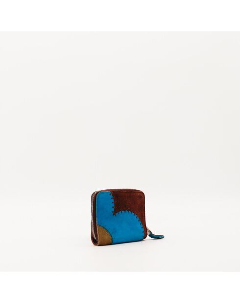 Portefeuille en cuir Patchwork multicolore - 12 x 9 x 2 cm