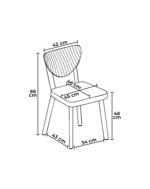 Set van 4 stoelen Arfe Cappuccino bruin - l.45 cm x H. 86 cm x D. 46 cm