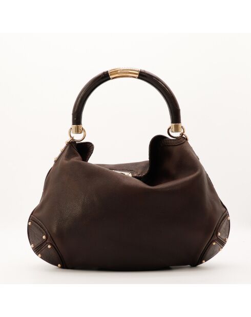 Sac en cuir Hobo Indy foncé marron foncé - 43 x 38 x 13 cm