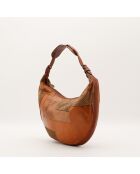 Sac en cuir Hobo Patchwork camel - 35 x 22 x 8 cm