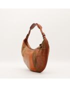 Sac en cuir Hobo Patchwork camel - 35 x 22 x 8 cm