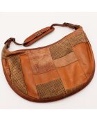Sac en cuir Hobo Patchwork camel - 35 x 22 x 8 cm