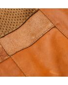 Sac en cuir Hobo Patchwork camel - 35 x 22 x 8 cm