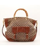 Grand tote bag Bambou marron - 48 x 43 x 6 cm