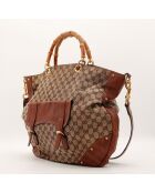 Grand tote bag Bambou marron - 48 x 43 x 6 cm