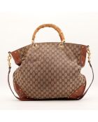 Grand tote bag Bambou marron - 48 x 43 x 6 cm