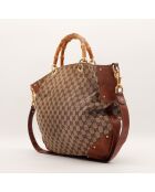 Grand tote bag Bambou marron - 48 x 43 x 6 cm
