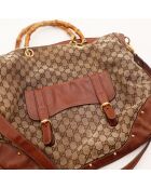Grand tote bag Bambou marron - 48 x 43 x 6 cm