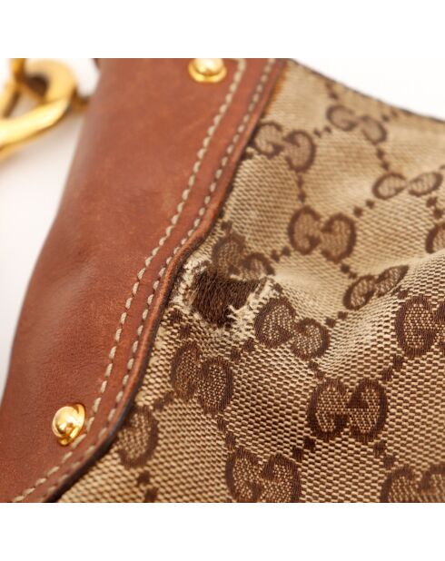 Grand tote bag Bambou marron - 48 x 43 x 6 cm