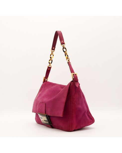 Sac en cuir Mama Baguette fuchsia - 34 x 22 x 13 cm