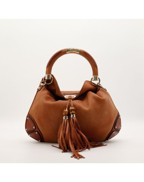 Sac en cuir Indy camel - 46 x 38 x 3 cm