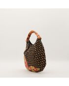 Sac Hobo Bambou Broderie noir - 29 x 24 x 3 cm