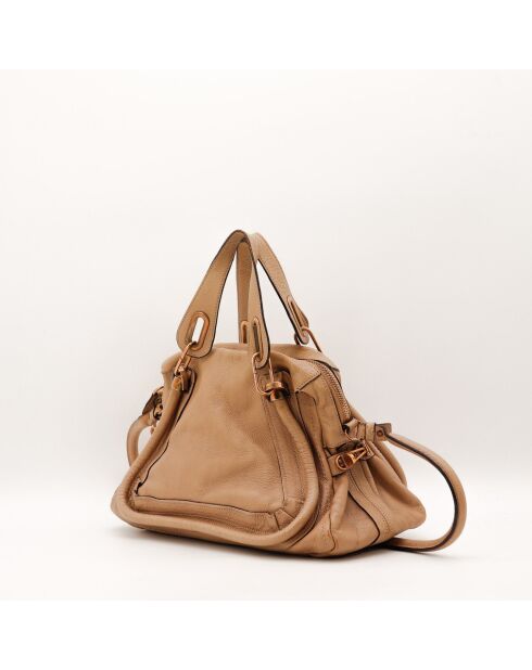 Sac en cuir Paraty beige - 36 x 24 x 15 cm