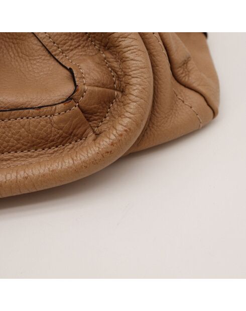 Sac en cuir Paraty beige - 36 x 24 x 15 cm