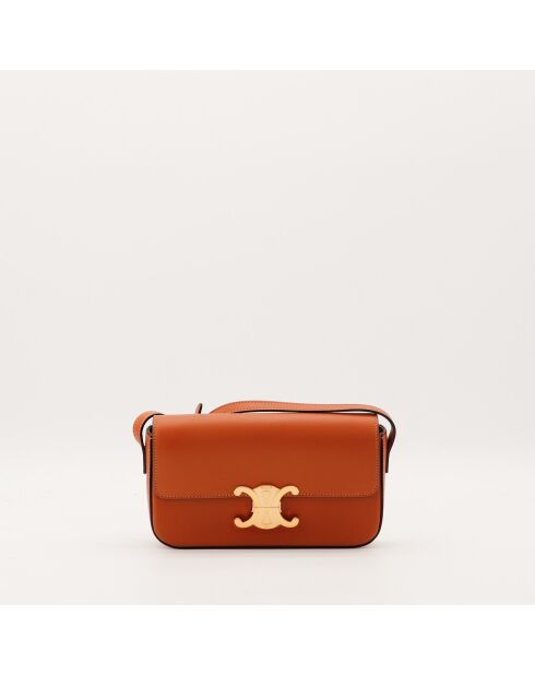 Sac en cuir Triomphe Claude cognac - 20.5 x 11.5 x 4 cm