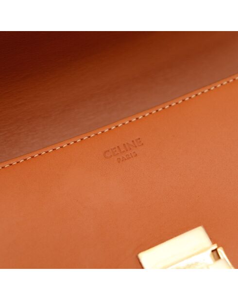 Sac en cuir Triomphe Claude cognac - 20.5 x 11.5 x 4 cm