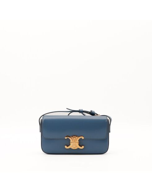 Sac en cuir Triomphe Claude bleu - 20.5 x 11.5 x 4 cm