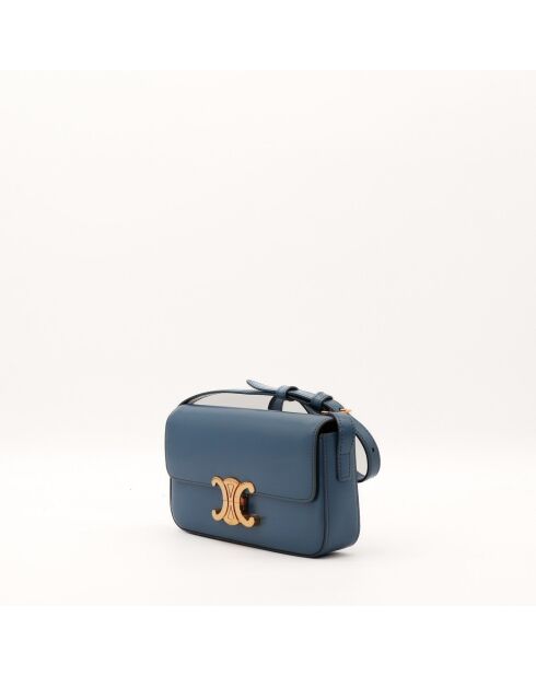 Sac en cuir Triomphe Claude bleu - 20.5 x 11.5 x 4 cm