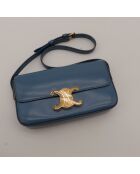 Sac en cuir Triomphe Claude bleu - 20.5 x 11.5 x 4 cm