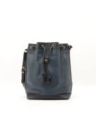 Sac en cuir Seau bleu nuit - 27 x 30 x 15 cm