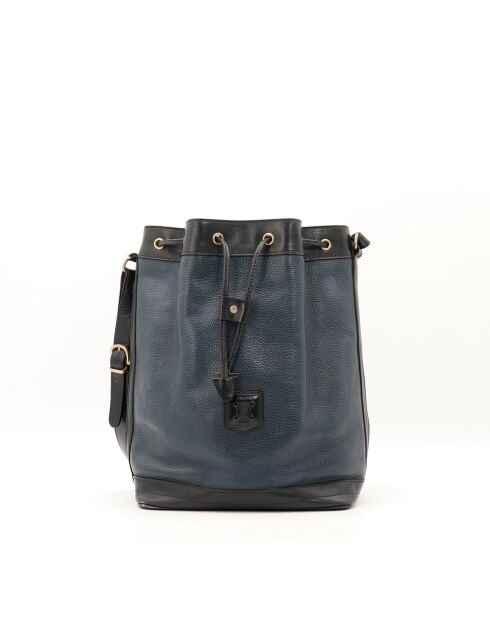 Sac en cuir Seau bleu nuit - 27 x 30 x 15 cm