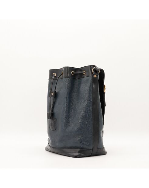 Sac en cuir Seau bleu nuit - 27 x 30 x 15 cm
