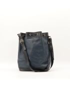 Sac en cuir Seau bleu nuit - 27 x 30 x 15 cm