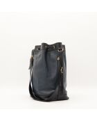 Sac en cuir Seau bleu nuit - 27 x 30 x 15 cm