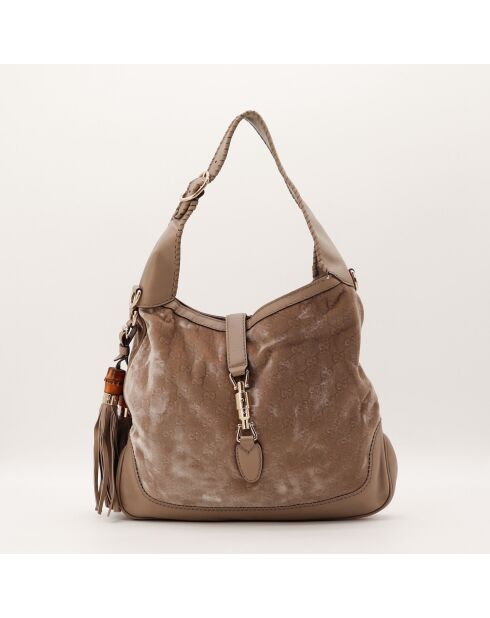 Sac New Jackie Velours marron - 36 x 29 x 5 cm