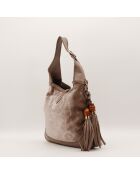 Sac New Jackie Velours marron - 36 x 29 x 5 cm