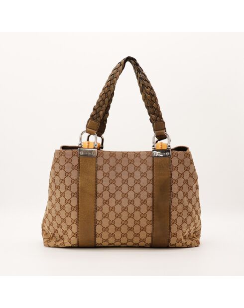 Tote bag Bambou marron - 38 x 30 x 14 cm