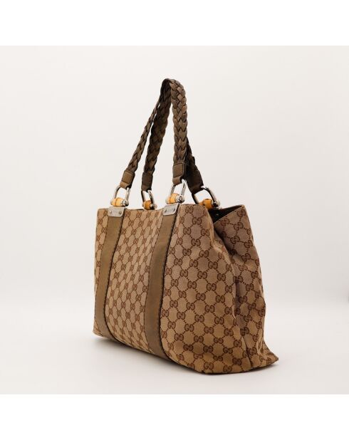 Tote bag Bambou marron - 38 x 30 x 14 cm