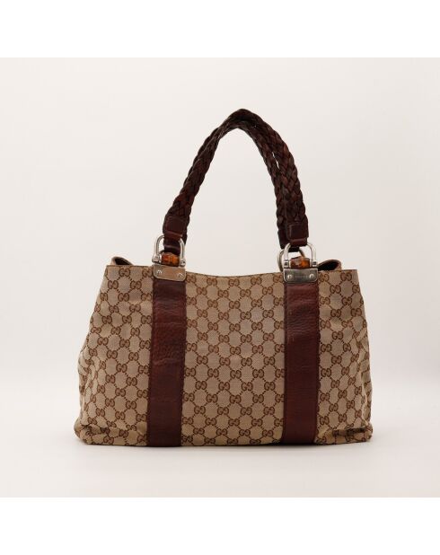 Tote bag Bambou marron - 38 x 30 x 14 cm