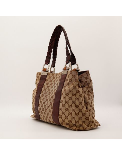 Tote bag Bambou marron - 38 x 30 x 14 cm