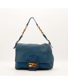 Sac en cuir Mamma Baguette bleu - 34 x 26 x 13 cm