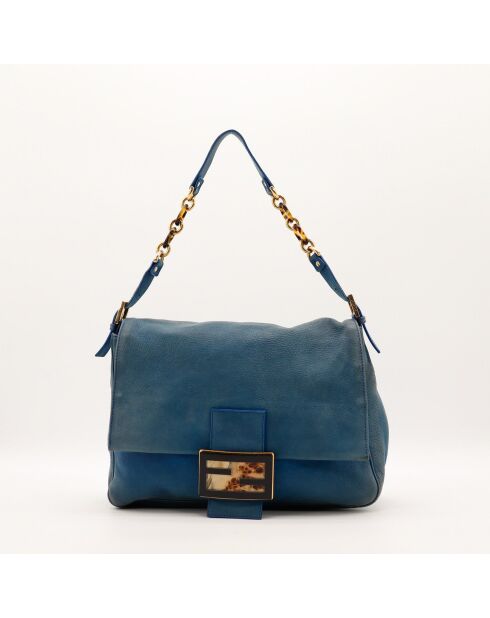 Sac en cuir Mamma Baguette bleu - 34 x 26 x 13 cm