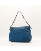Sac en cuir Mamma Baguette bleu - 34 x 26 x 13 cm