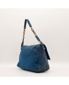 Sac en cuir Mamma Baguette bleu - 34 x 26 x 13 cm