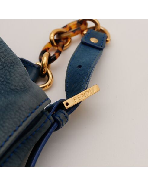 Sac en cuir Mamma Baguette bleu - 34 x 26 x 13 cm