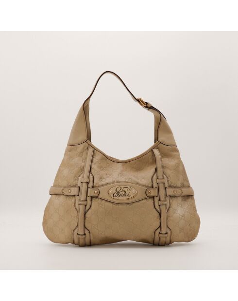 Sac en cuir Hobo Horsebit 85th Guccissima beige - 41 x 26 x 2 cm