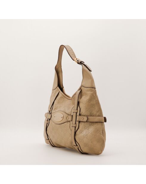 Sac en cuir Hobo Horsebit 85th Guccissima beige - 41 x 26 x 2 cm