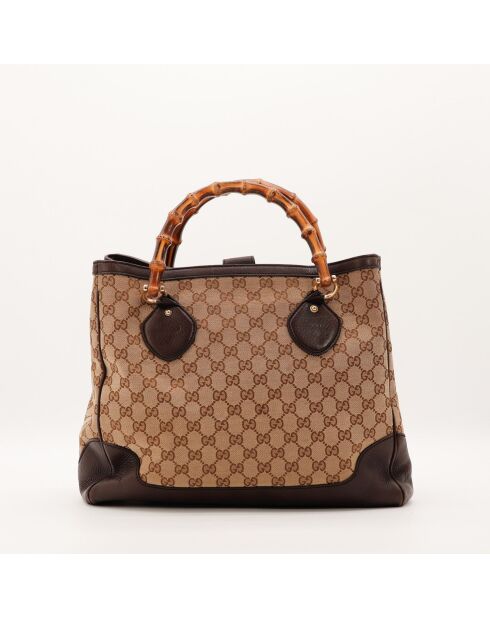 Tote bag Bambou marron - 29 x 23 x 7 cm