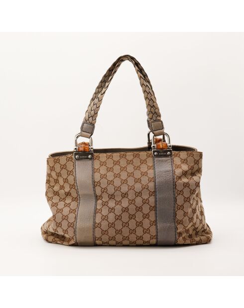Tote bag Bamboo marron - 43 x 27 x 13 cm