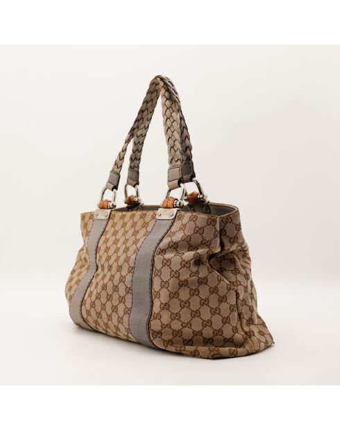 Tote bag Bamboo marron - 43 x 27 x 13 cm