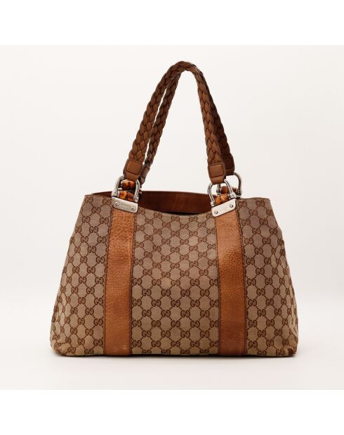 Tote bag Bambou marron - 38 x 30 x 14 cm