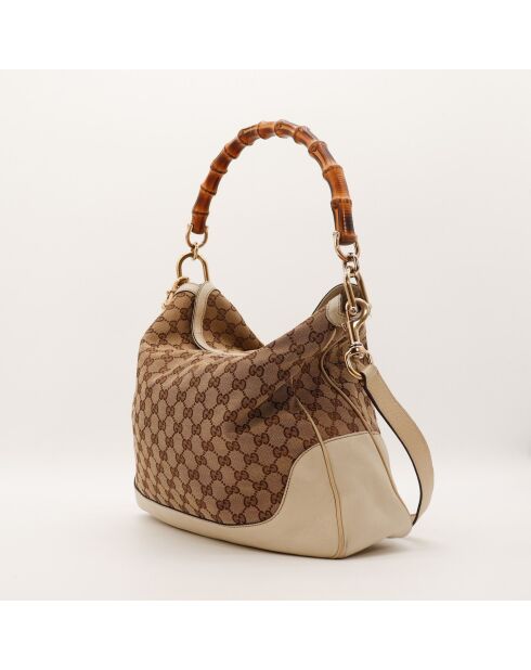 Sac Hobo Bambou beige - 39 x 31 x 8.5 cm