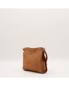 Tote bag en cuir camel - 21 x 19 x 6 cm